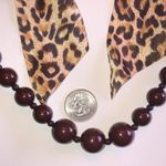 Leopard Cheetah Animal Print Maroon Brown Boho Beaded Necklace Photo 2