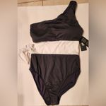 Ralph Lauren  Cutout One Shoulder Women One Piece Swimsuit Black & White Size 12 Photo 4