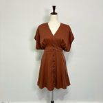 Quince NWT  Vintage Wash Tencel Button Front Dress Sz  M Orange Photo 1