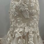 Martina Liana 1211 Ivory Lace Tulle Plunge Strapless Gown Size 12 Photo 3