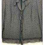 Perry Ellis  women's black silver tweed boucle jacket sheer bow & trim size 8 Photo 3