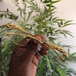 Unisex Cool Retro Gold metal frame panther statue clear white lens sunglasses Photo 1