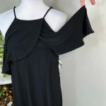 1. State  Black Jersey Knit Draped Shoulder Dress NEW Size M Photo 3