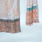 Charlie Paige  S/M Boho Paisley Striped Bell Sleeve Orange Turquoise Pastels Top Photo 1