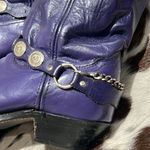 Vintage Purple Real Leather Cowboy Boots Festival Rave Burning Man A22 Size 6.5 Photo 2