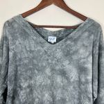 Oh My Gauze Top Womens S/M Gray Tie Dye 100% Cotton 3/4 Sleeve V Photo 2