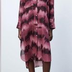 ZARA NWT! Red & Black Tie Dye Button-Up Maxi Dress Photo 0