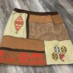 Anthropologie  Tabitha Nazca Skirt Brown Textile Patchwork size 12 Photo 6