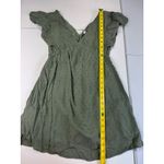 Magnolia Boutique Green Mini Dress Swiss Dot‎ V Neck Flutter Sleeve Photo 3