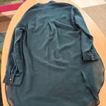 Como Black  Sheer Blouse Medium Dark Forest Green Popover High Neck Long Sleeve Photo 2