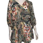 Free People  Size XS Dark Green Mauve Blue White Floral Print High Plains Dress Photo 1