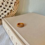 Carved Wood Gold Band Ring “Blathnaid” Bohemian Rustic Minimist Neutral Jewelry Brown Photo 8