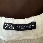 ZARA | White Eyelet Ruffle Neck Smocked Back Crop Top | Size Small Photo 3