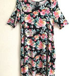 Agnes & Dora  black floral scoop neck skater dress M Photo 0