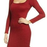 Row A Deep Red Smocked Square Neck LongSleeve Bodycon MiniDress Photo 0