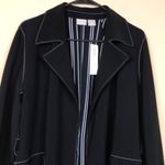 Chico's NWT Chico’s Travelers Women’s Black White Contrast Trim Trench Jacket Sz 4 / 6 Photo 1