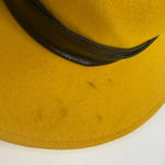 Fedoria 100% Wool Fedora Hat‎ Yellow Wide Brim Black Band Fashion Statement Photo 1