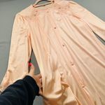 Vanity Fair Vintage  House Coat Robe Pink Coral Lace Satin Nylon USA Medium Photo 8