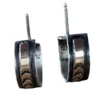 12k Gold Filled Half Hoop Etched Sunbeam Earrings Silver Photo 2