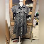 Savanna Jane Black Washed Denim Button Front Tiered Shirt Dress Size M Size M Photo 2