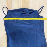 Bebe  satin effect spaghetti strap cowl neck midi  dress in navy Photo 9