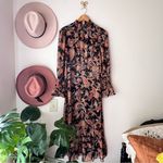 Julia Jordan Paisley Long Sleeve Midi Dress - Black Multi boho sheer SIZE 2 Photo 4