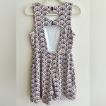 ZARA  Geometric Patterned Sleeveless Romper, White and Pink, Size Medium Photo 8