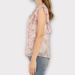 Allegra K New  Women's Ruffle Tops Casual V Neck Floral Blouse Pink X-Small Photo 4