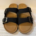 Women’s Sandal Slides– Adjustable Buckle Slippers, Lightweight with Cork Footbed Black Size 8 Photo 4