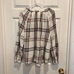 Faded Glory  Flannel Shirt Top Womens Large White Red Blue Plaid Button-Up Henley Photo 4