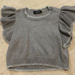 fab'rik Grey Ruffle Sweater Top Photo 0
