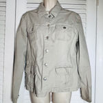 Baccini  Women's Tan Utility Jacket Button Front Cargo Pockets Size L Photo 0