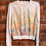 Current Air  womens satin floral ruffle pullover sweatshirt white S Photo 0