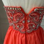 Sherri Hill  Sweetheart Strapless Beaded Coral Formal Gown Prom Pagent Dress 0972 Photo 5