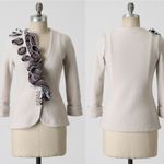 Anthropologie HWR Ivory Knit Scarf Wool Knit Blazer Button Jacket Size Small S Photo 10