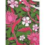 ZARA  Green Pink Floral Print Puff Sleeve Blouse Women's Size Medium Short Sleeve Photo 6