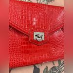 White House | Black Market Red Faux Crocodile Envelope Clutch Shoulder Purse Bag Photo 4