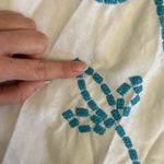 Grace Elements  White Blue Embroidered Linen Blend Tunic Top L Classic‎ Coastal Photo 5