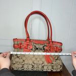 Coach  Tan and Red Signature Shoulder Bag Photo 6