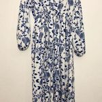 Goodnight Macaroon  blue and white floral v neck balloon sleeve maxi dress size M Photo 0