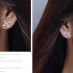 Boutique NEW 925 Sterling Silver Clover Diamond Stud Earrings Photo 11