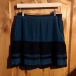 Anthropologie MORINE COMTE MARANT Blue Black Lace Trim Mini Skirt EUC 2 Photo 2