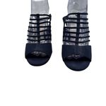 Impo Size 6.5 Strappy Navy Blue Peep-Toe Heels With Slingback Stiletto Heel Photo 2