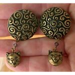 Cat Earrings Handmade Vintage One of Kind New Purple Crystals Kitty Lov… Photo 2