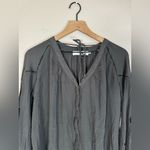 ASTR  The Label Black Boho Laser cut V Neck Button Down Blouse Medium $98 Photo 4