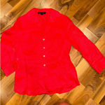 Jones New York  Collection‎ Petite Red Linen Button Down top costal summer light Photo 0