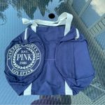 Victoria's Secret PINK Victoria Secret Weekender CANVAS DUFFLE BAG Blue white Photo 5