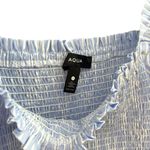 AQUA  S blue white pinstripe shirred smocked puff sleeve mini dress babydoll Photo 3