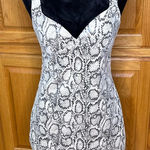 ZARA ‎ Animal Print Snakeskin Faux Suede Mini Dress Black & Ecru Size Medium Photo 0