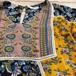 Sundance Bohemian Patchwork Floral Bell Sleeve Midi Dress Women's Size Small Yellow Photo 3